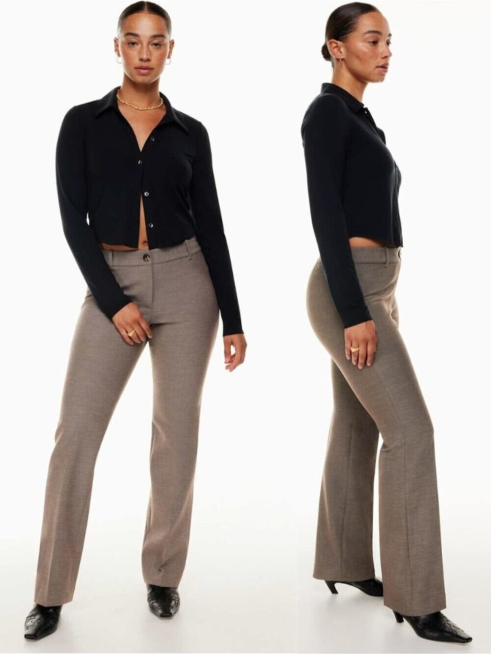 WILFRED Aritzia Prizzi Low Rise Bootcut Pants Size 12 Heather Turner Taupe